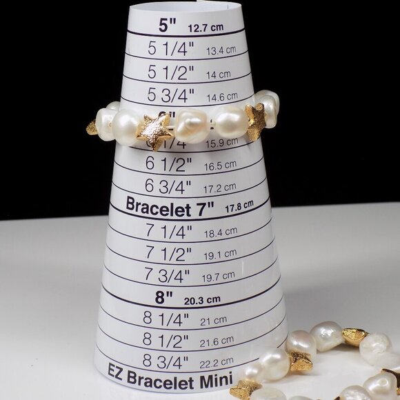 Baublebar Real Keshi Pearls Stretch Bracelet Bracelets Gold-tone Stars 6 & 6.5" - Picture 6 of 8